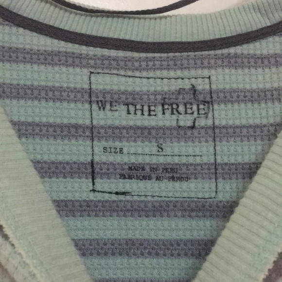 Free People Grey and Mint Strip Knit Top - Picture 7 of 8